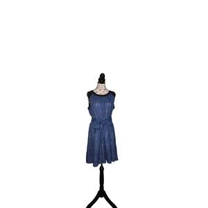 Andrew Marc New York Blue Denim Dress | Size 12 | Sleeveless Workwear Zip Back